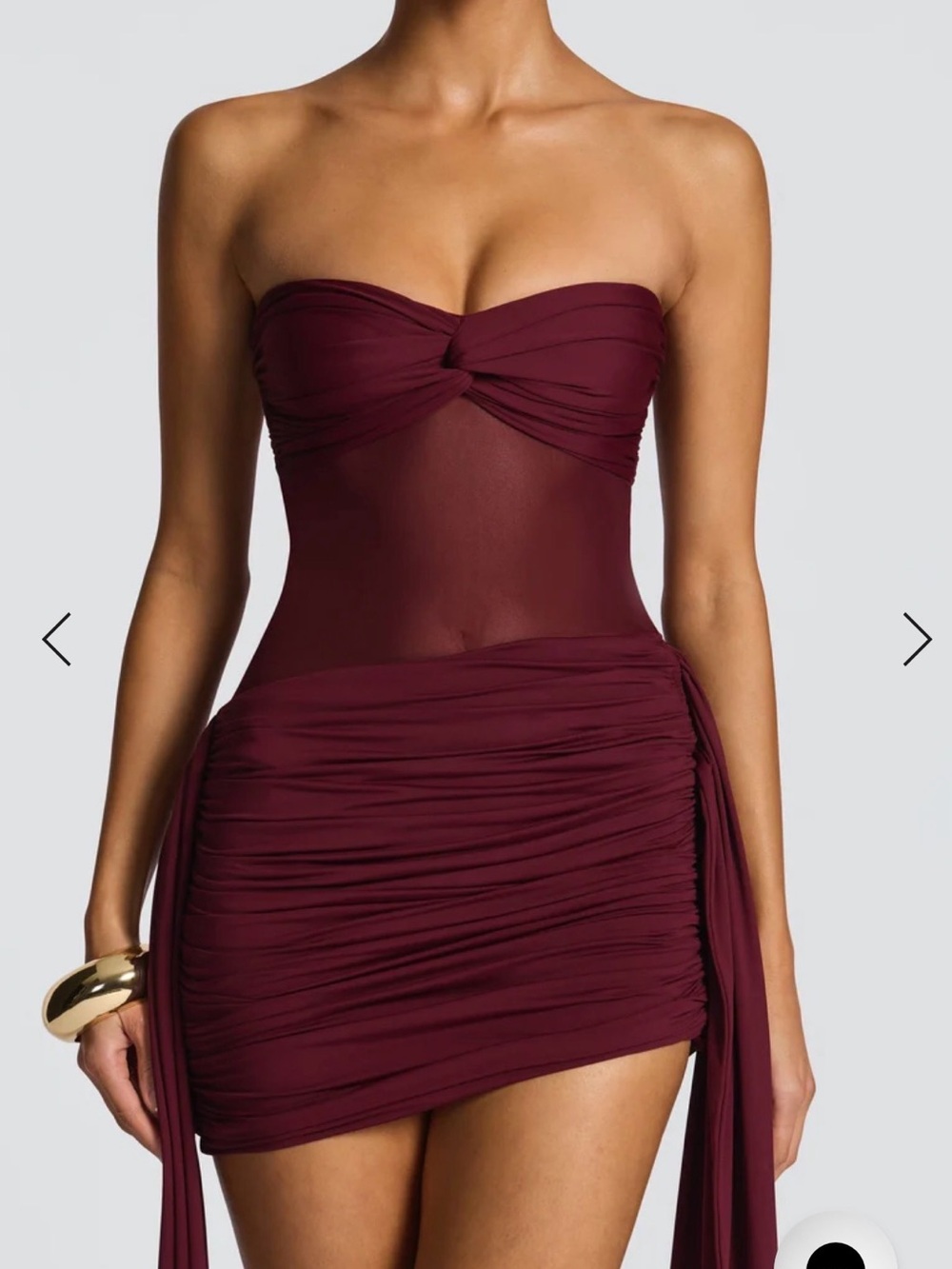 Babyboo Florena Mini Dress Cherry Lacquer XL NWT Strapless Mesh